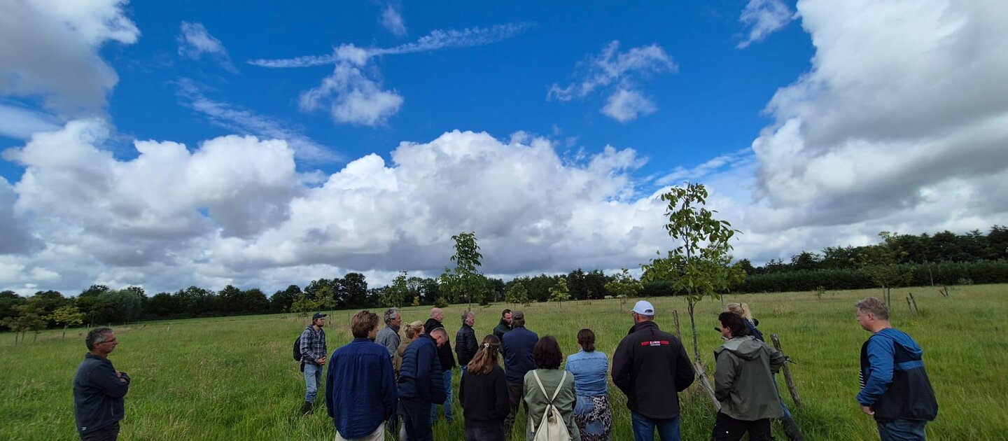 groep mensen tijdens excursie in weiland